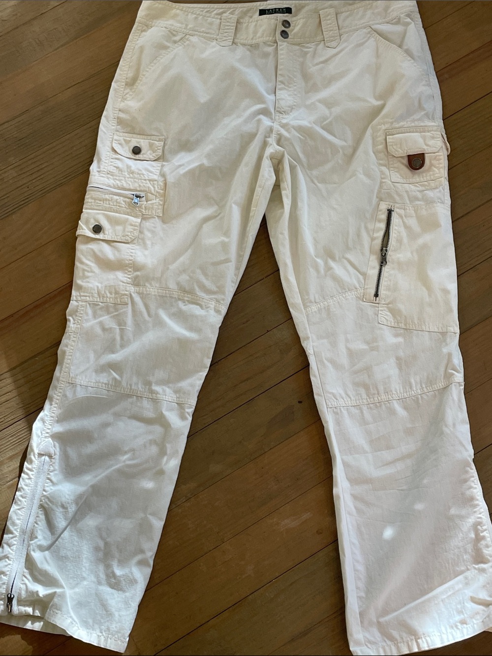 Ralph Lauren Cream Utility Cargo Pants for Women Size 16